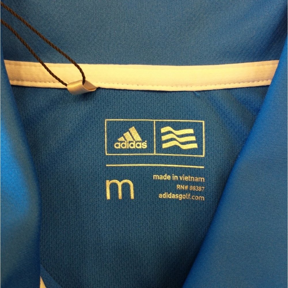 NEW Women's Adidas Blue Golf A235 3-Stripes Shoulder Polo Short Sleeve Shirt Med - Picture 4 of 9